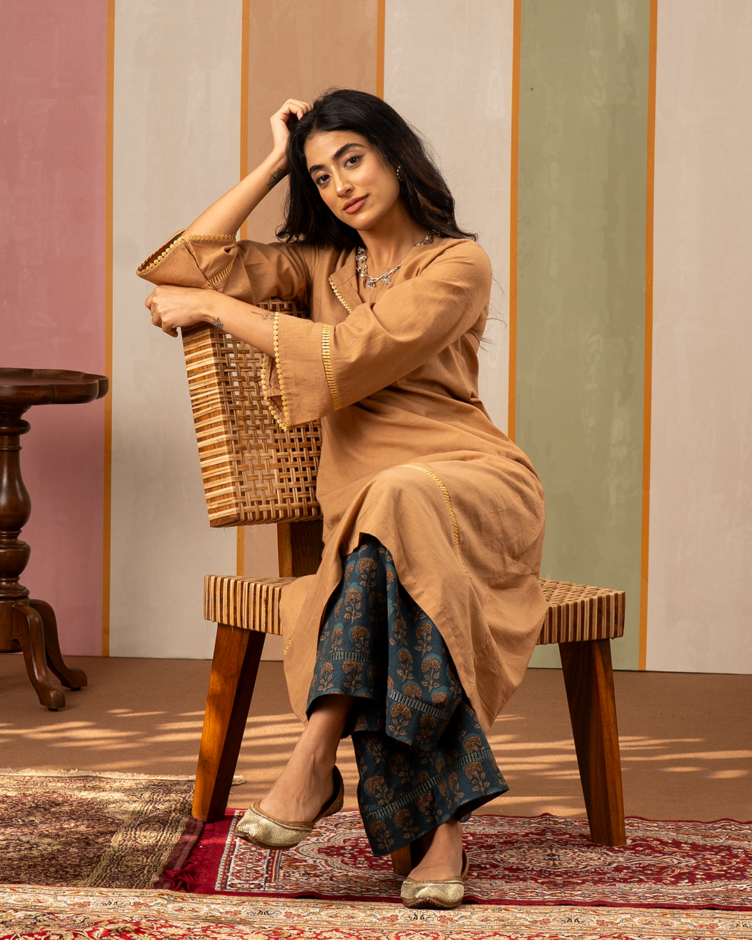 Brown Solid Cotton Kurta - Industale