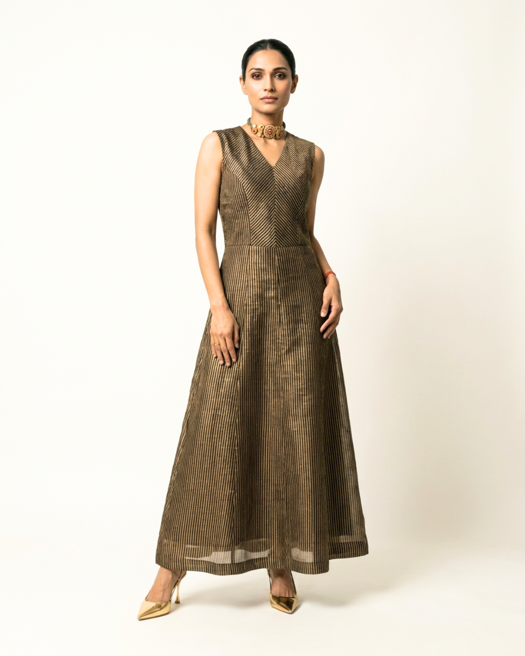 Sitara Chanderi Dress - Gold