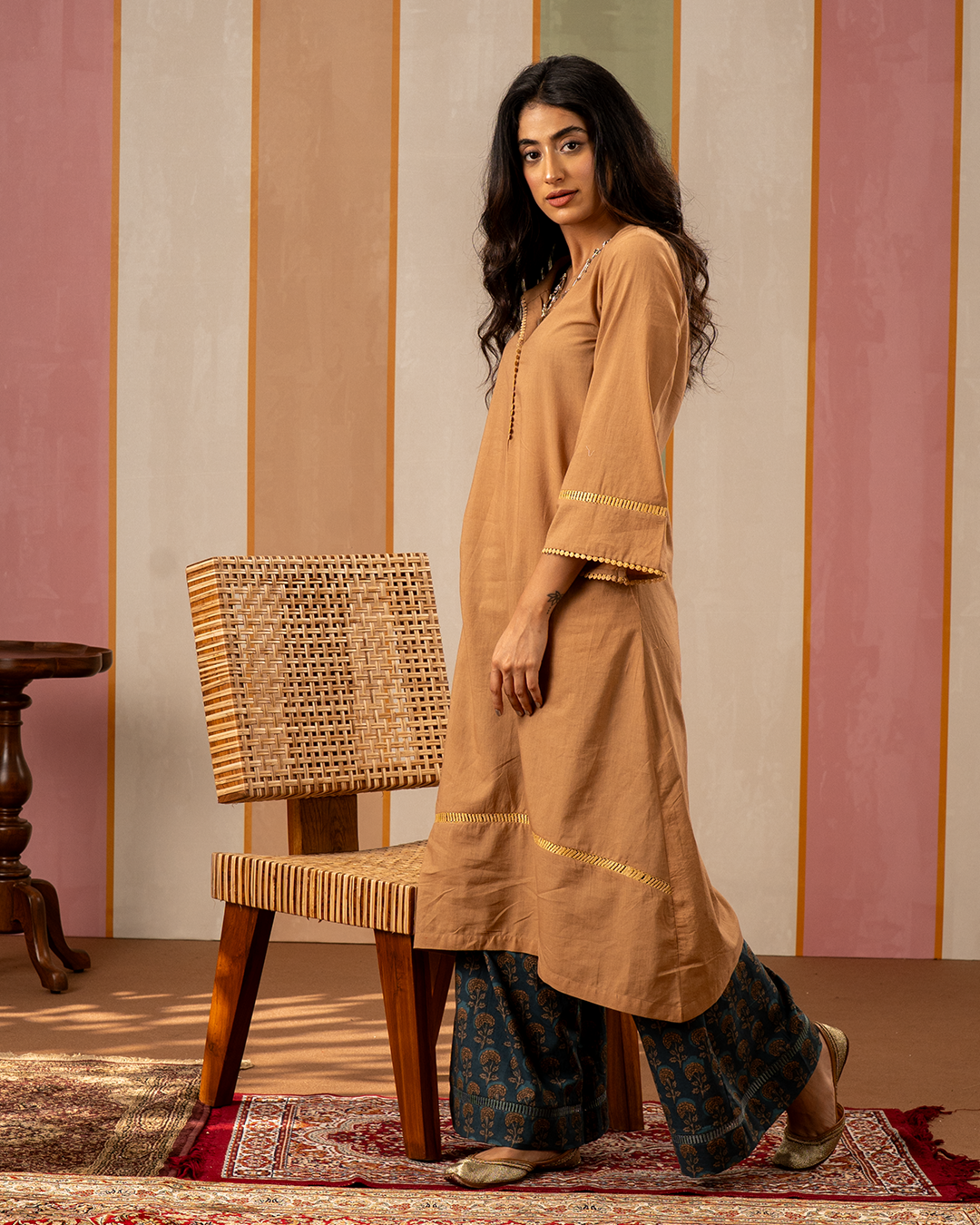 Brown Solid Cotton Kurta - Industale