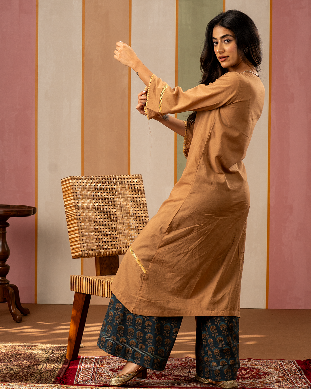Brown Solid Cotton Kurta - Industale