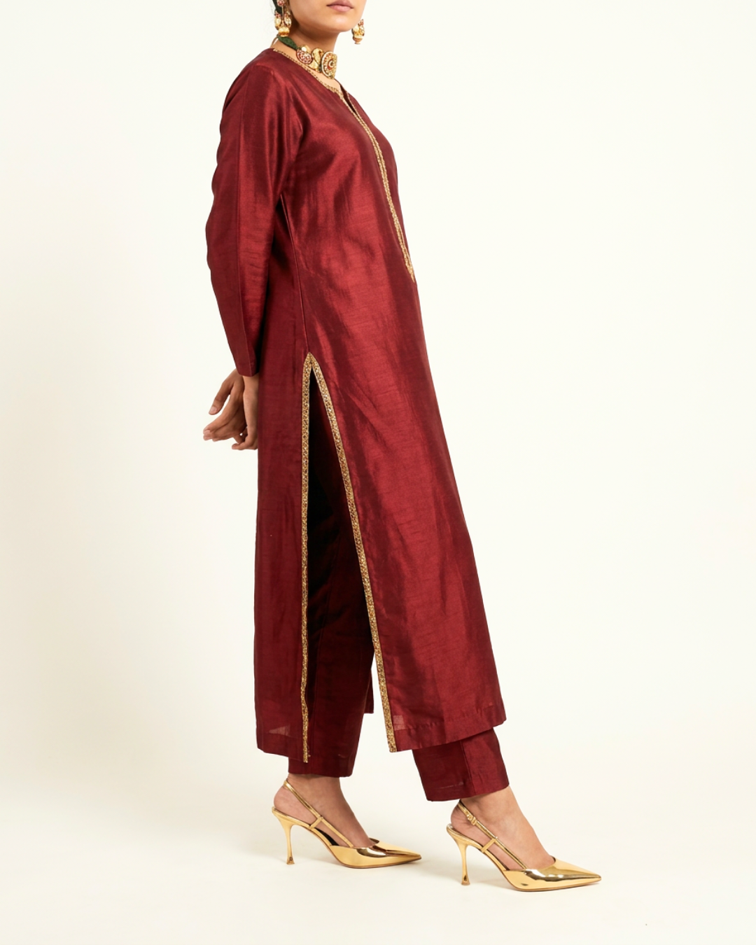 Abhya Chanderi Kurta - Maroon