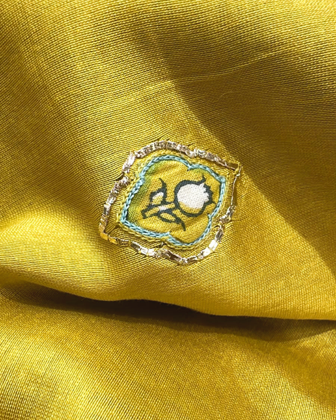 Ambar Chanderi Saree - Yellow & Blue