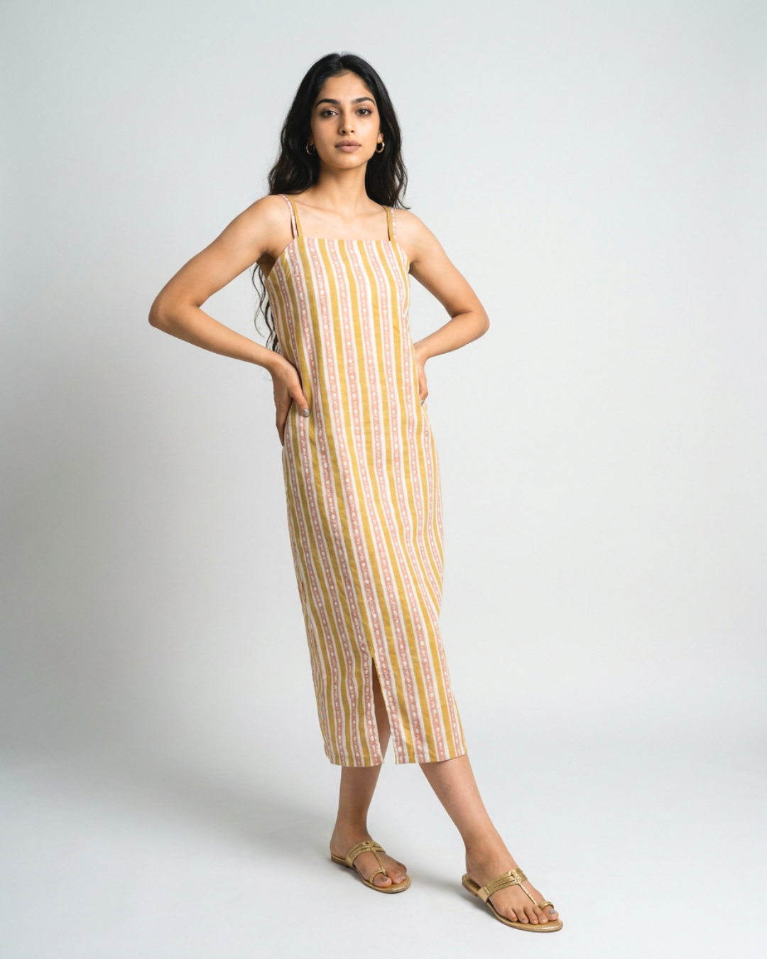Barkha Mul Dress - Mustard & Pink