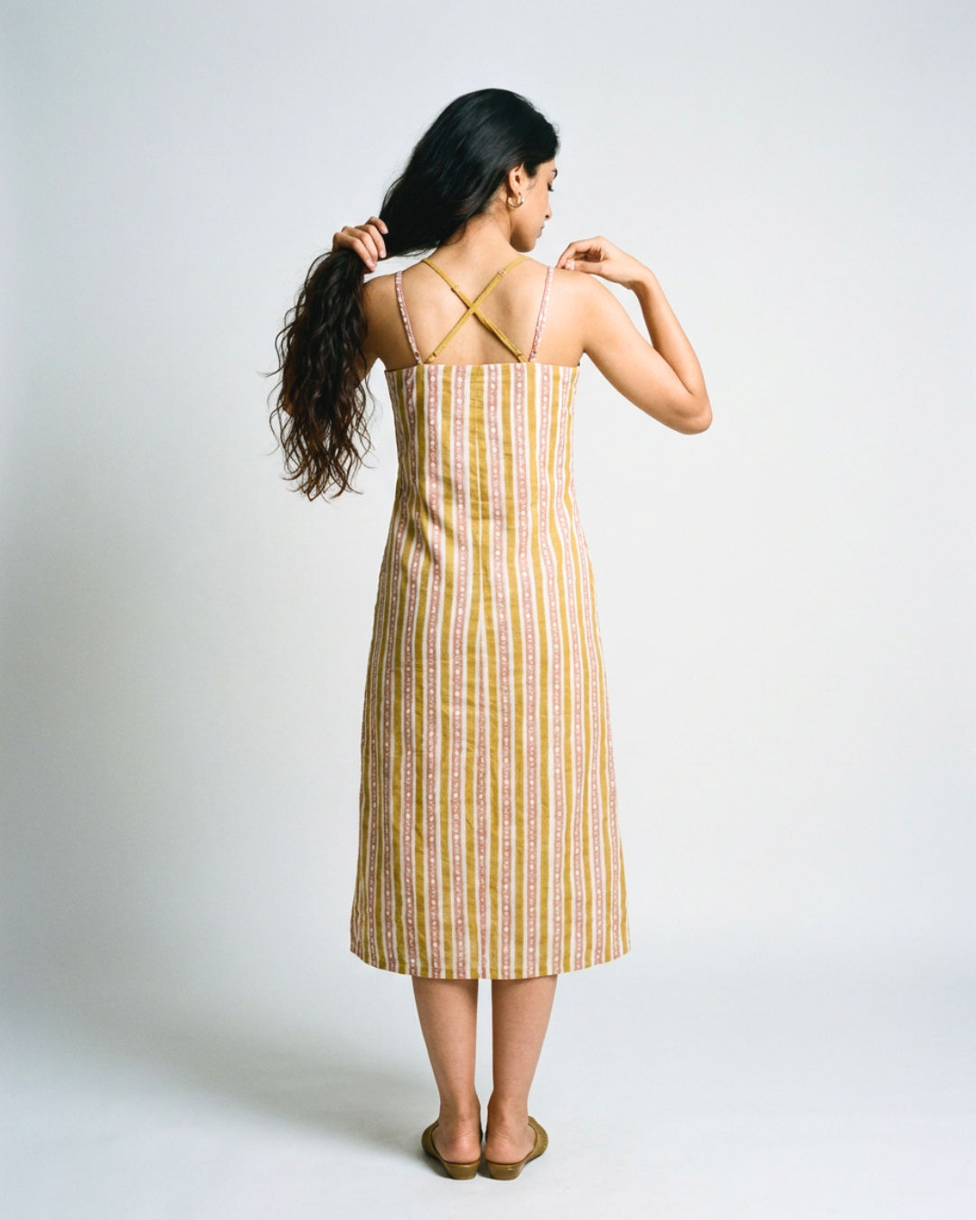 Barkha Mul Dress - Mustard & Pink