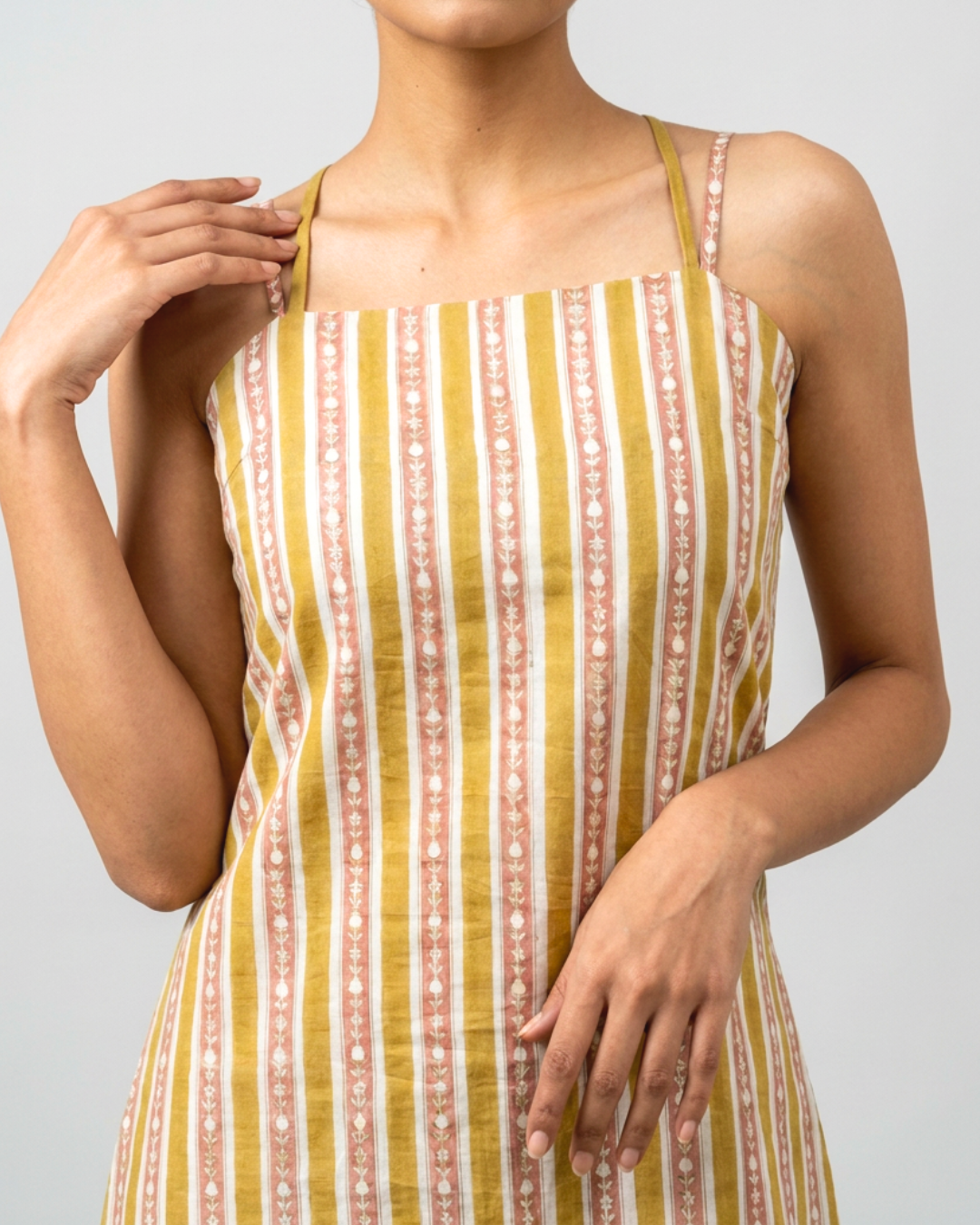Barkha Mul Dress - Mustard & Pink