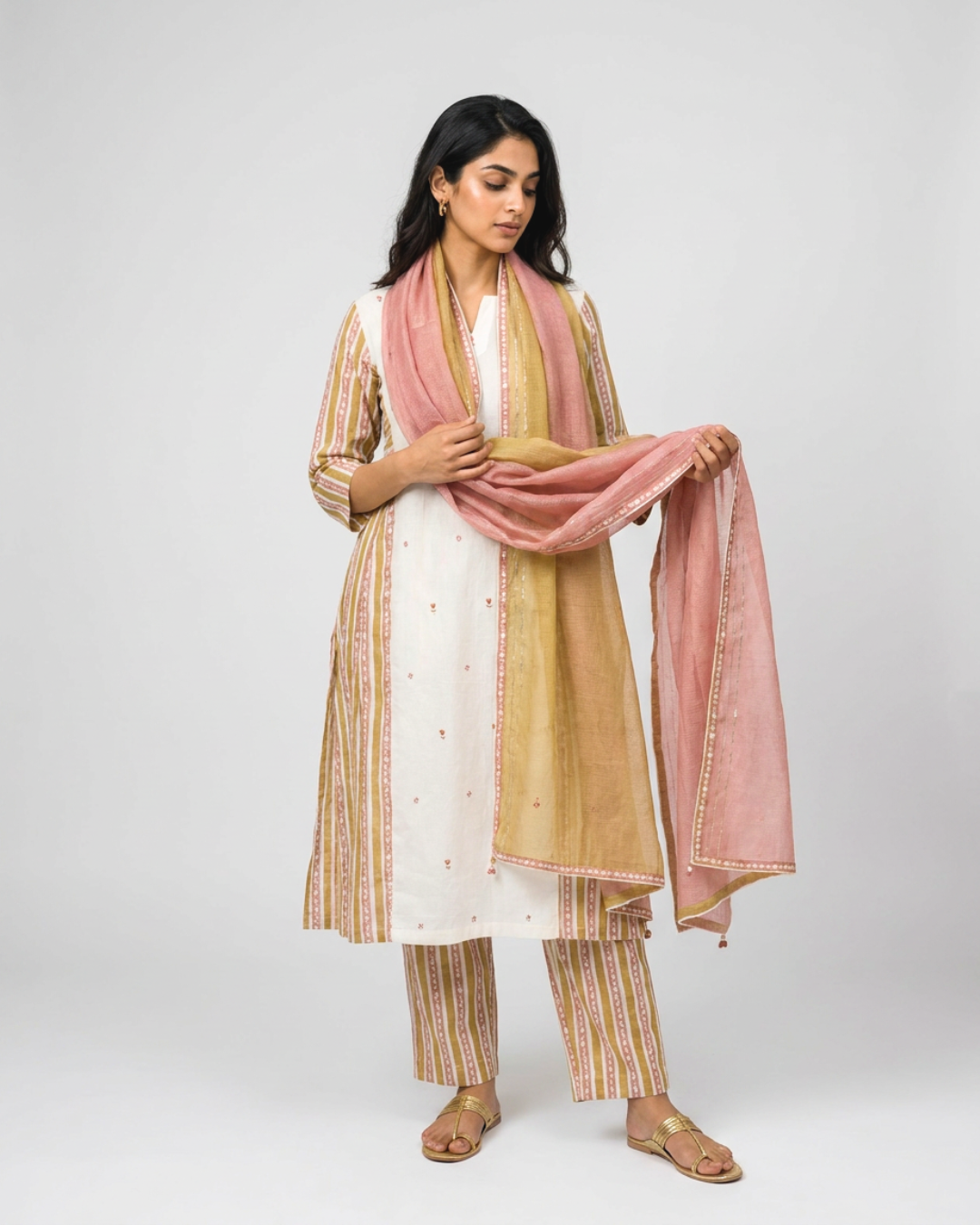 Bhini Mul Kurta Set - Off White