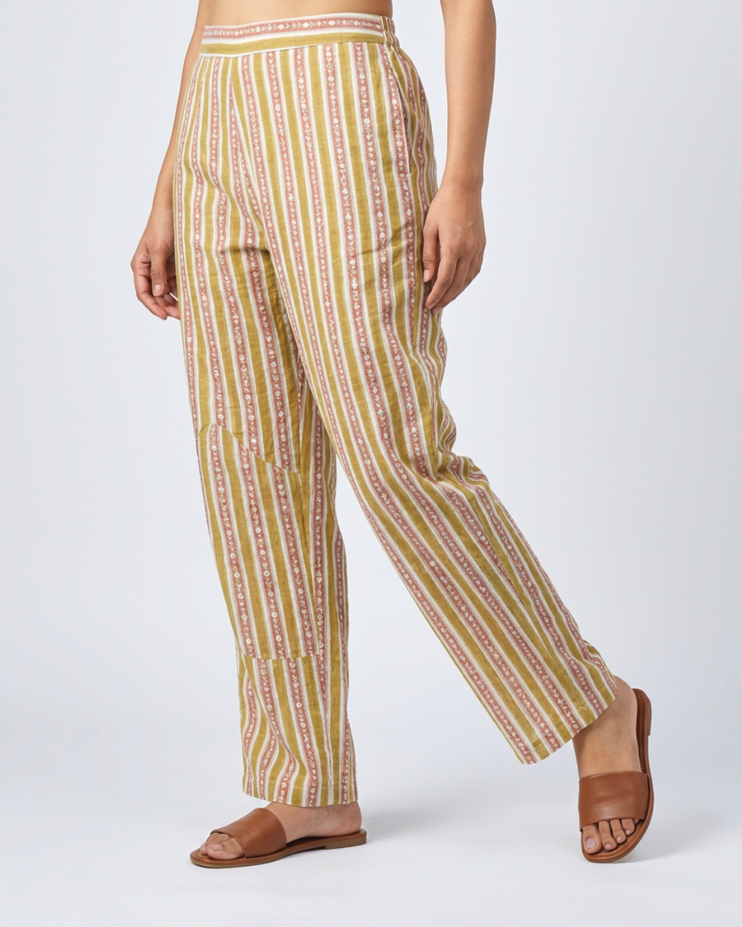 Bhini Mul Pants - Mustard & Pink