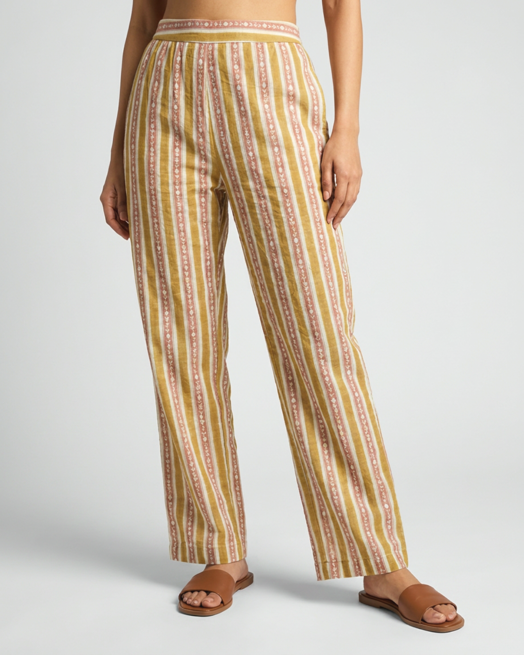 Bhini Mul Pants - Mustard & Pink