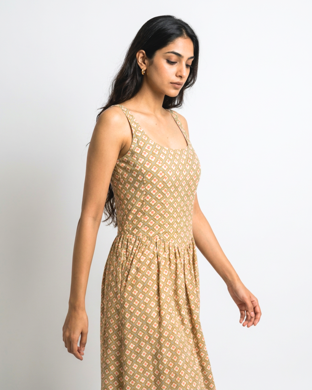 Boond Mul Dress - Orange & Sage Green