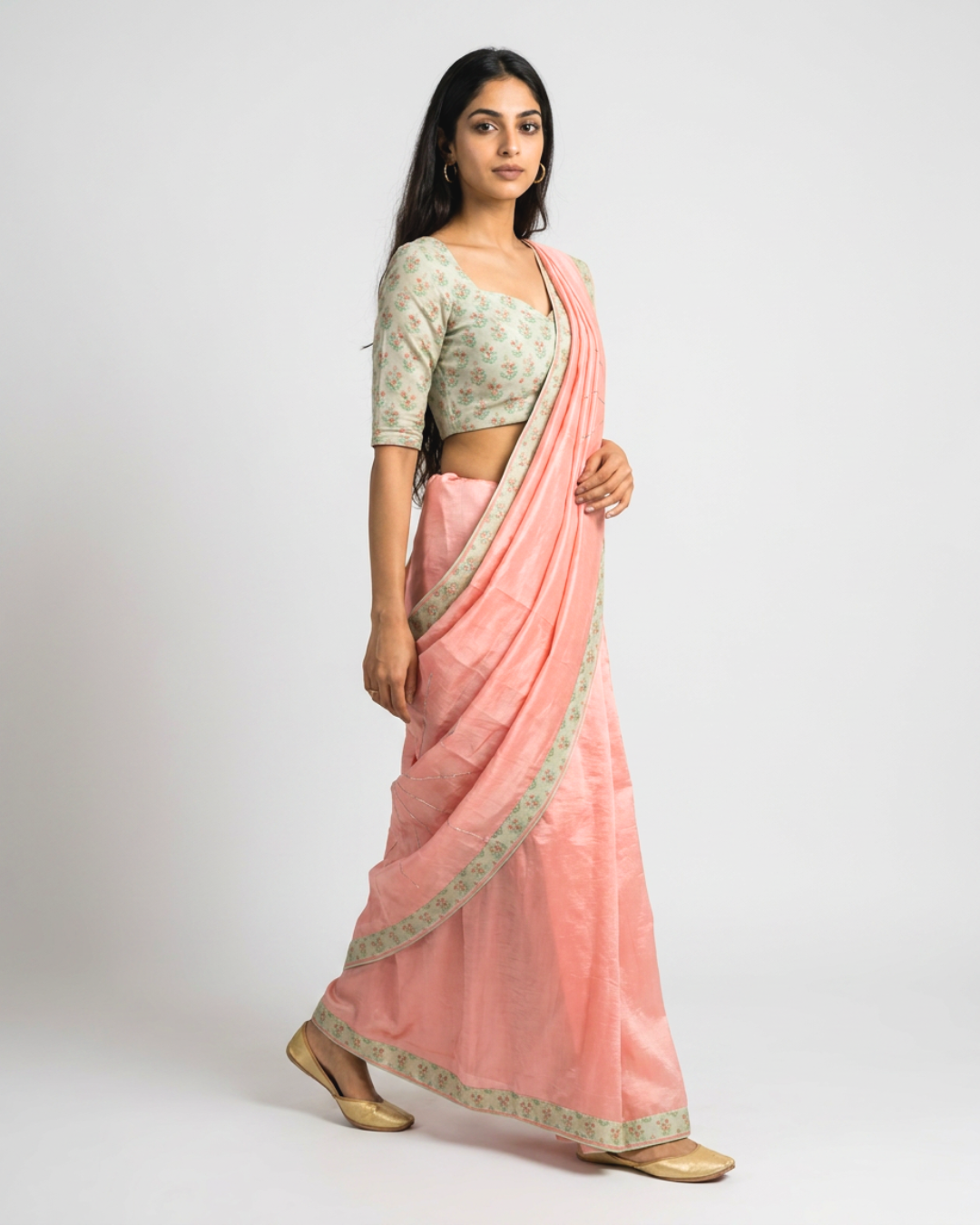 Chaya Chanderi Saree - Salmon Pink
