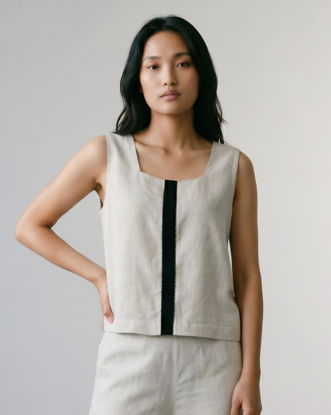 Industale-Dune Linen Top - Beige-2
