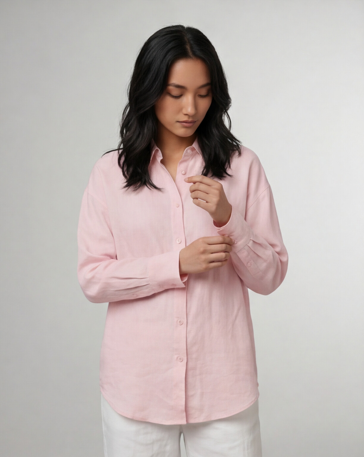 Industale Solid Linen Shirt - Baby Pink 2