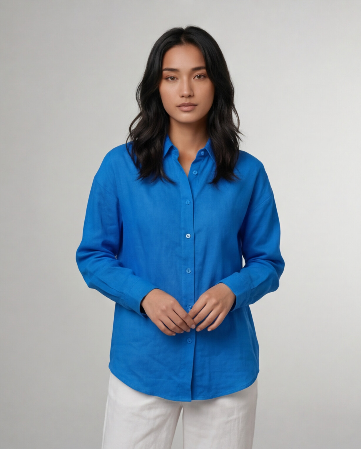 Industale Solid Linen Shirt - Ink Blue 4