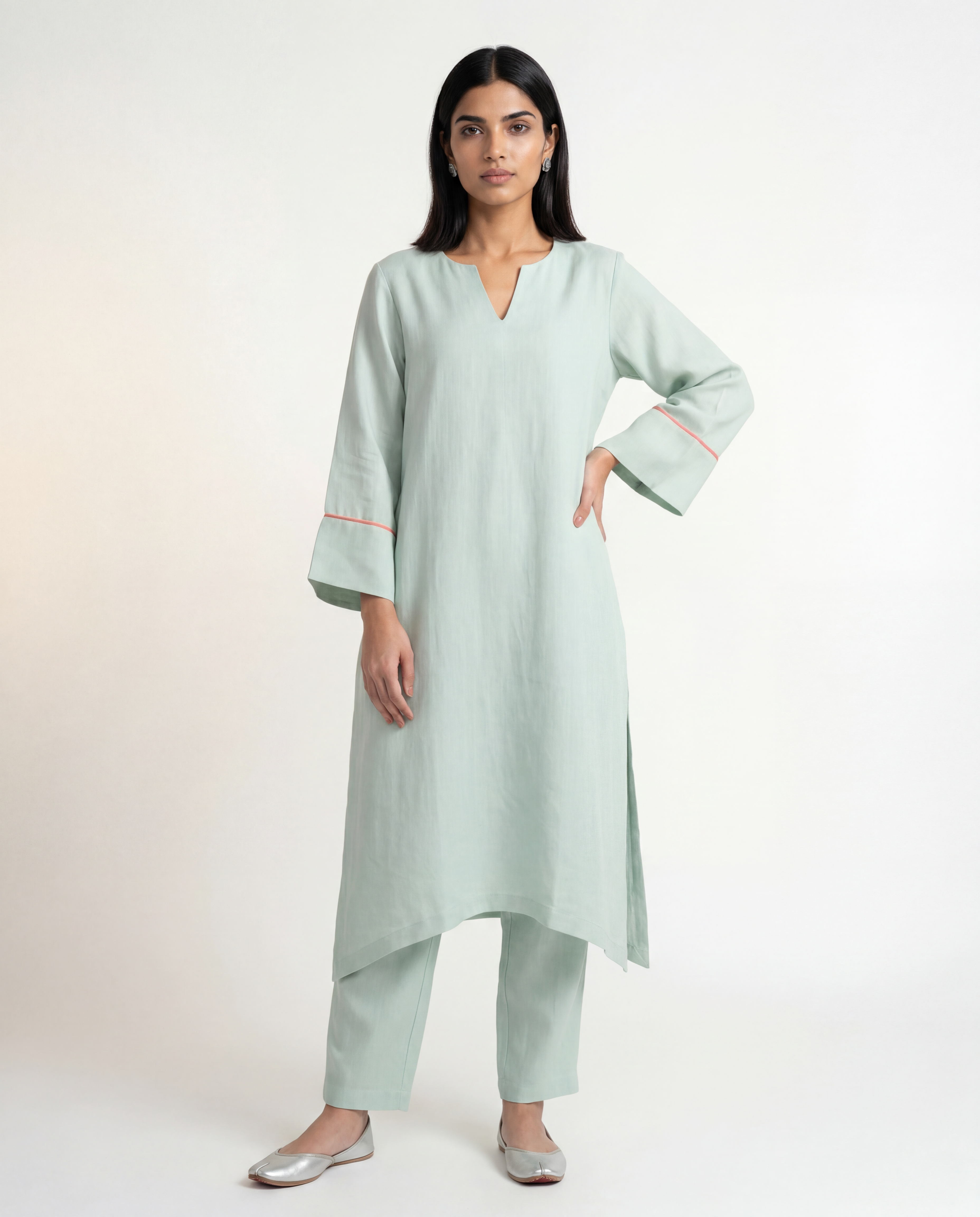 Meadow Linen Kurta - Mint Green