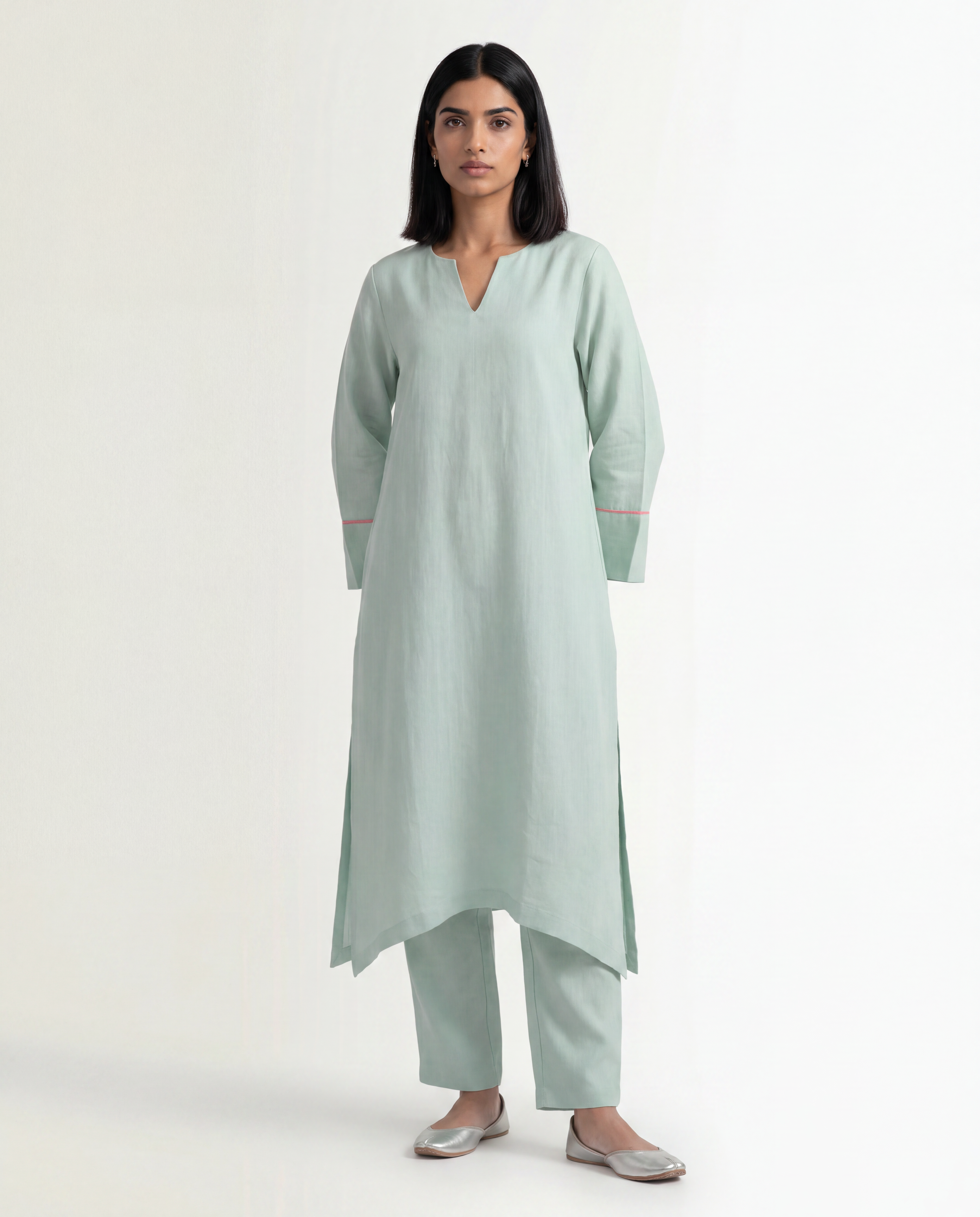 Meadow Linen Kurta - Mint Green
