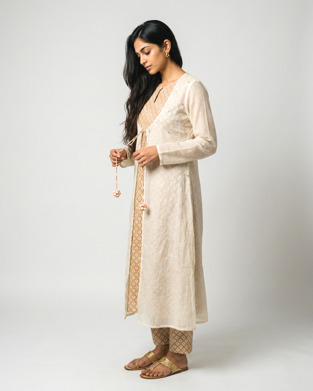 Peehu Mul Doria Kurta - Ivory