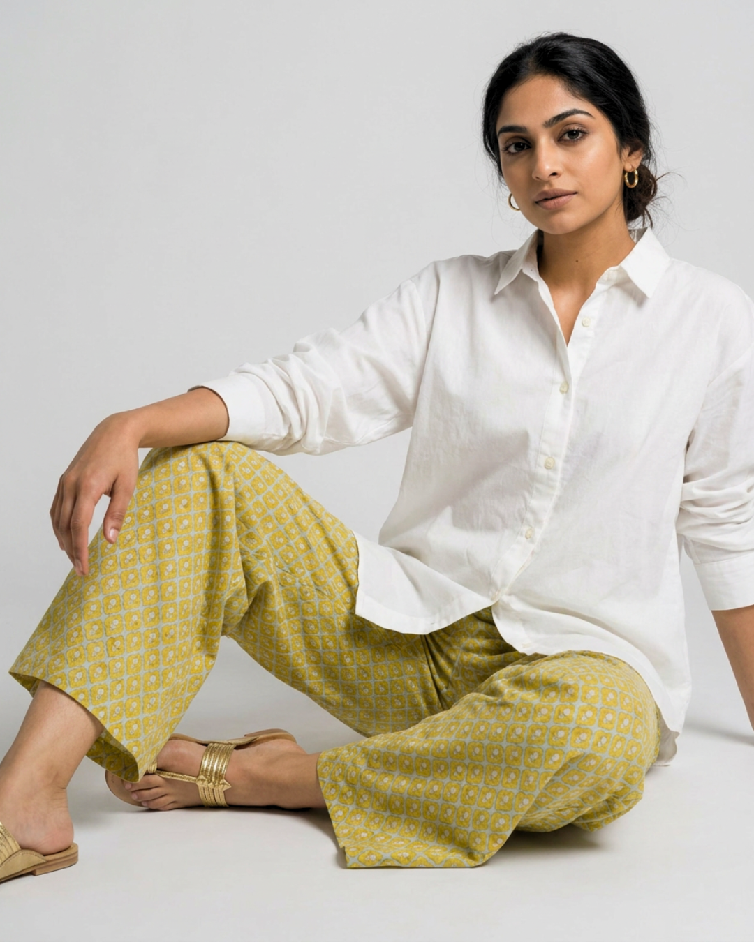 Rahi Mul Pants - Yellow & Blue