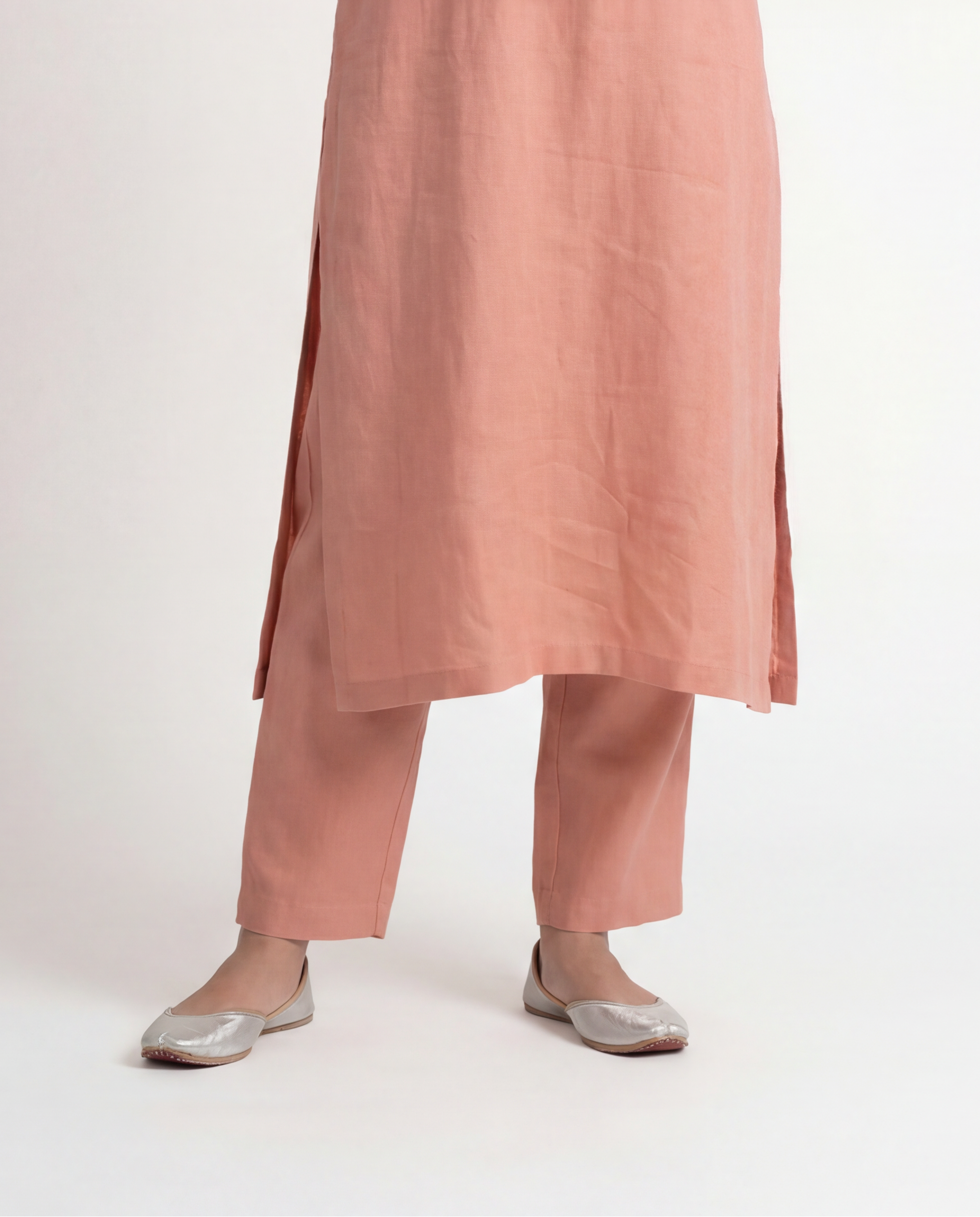 Salmon Linen Pants - Pink
