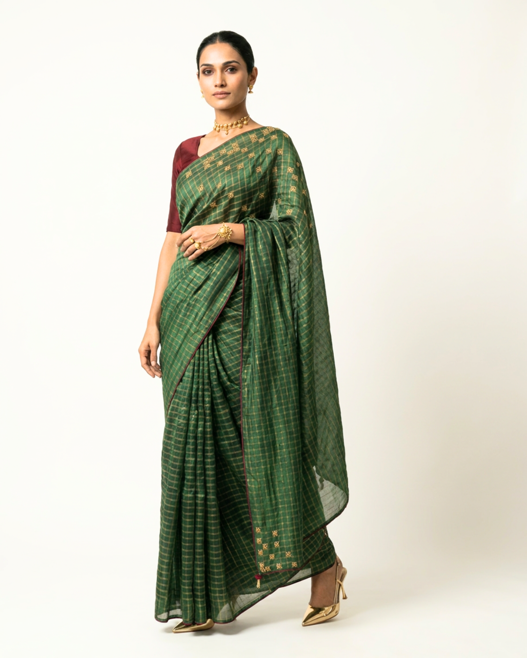 Siddhi Tissue Chanderi Saree - Green