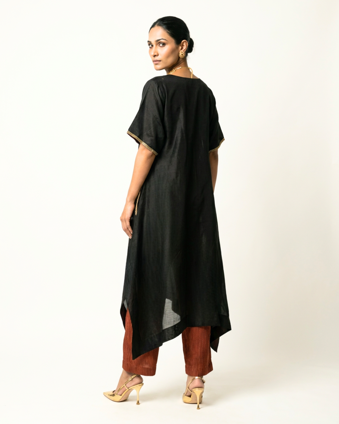 Syahi Chanderi Kurta - Charcoal