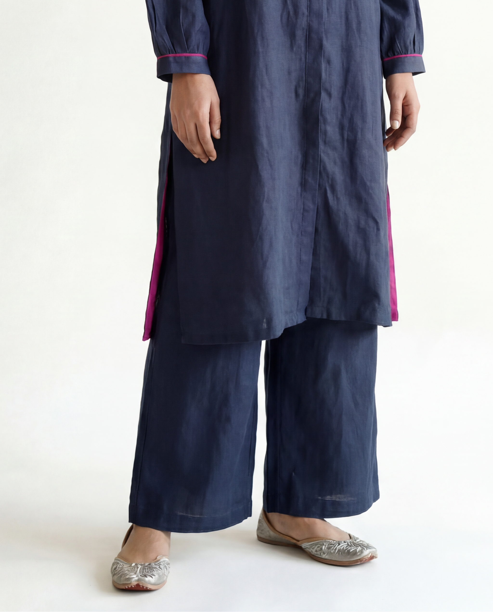 Tara Linen Pants - Navy Blue