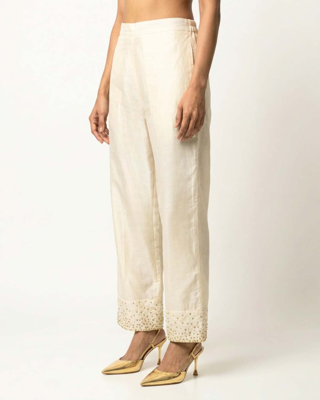 Ujla Chanderi Pant - Ivory