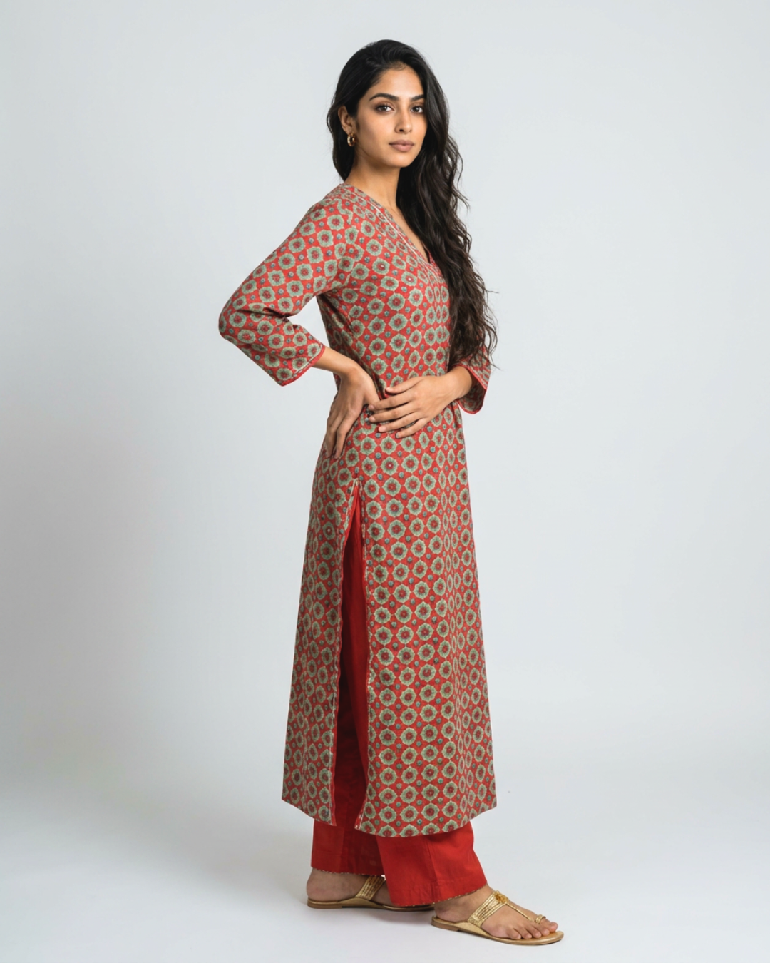 Vaani Mul Kurta - Crimson Red