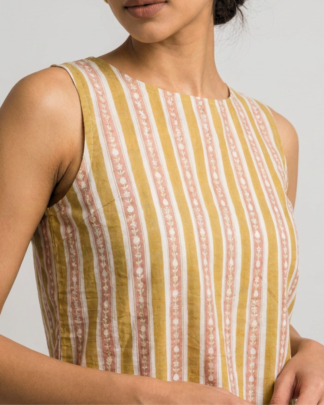 Varsha Mul Coord Set - Mustard & Pink
