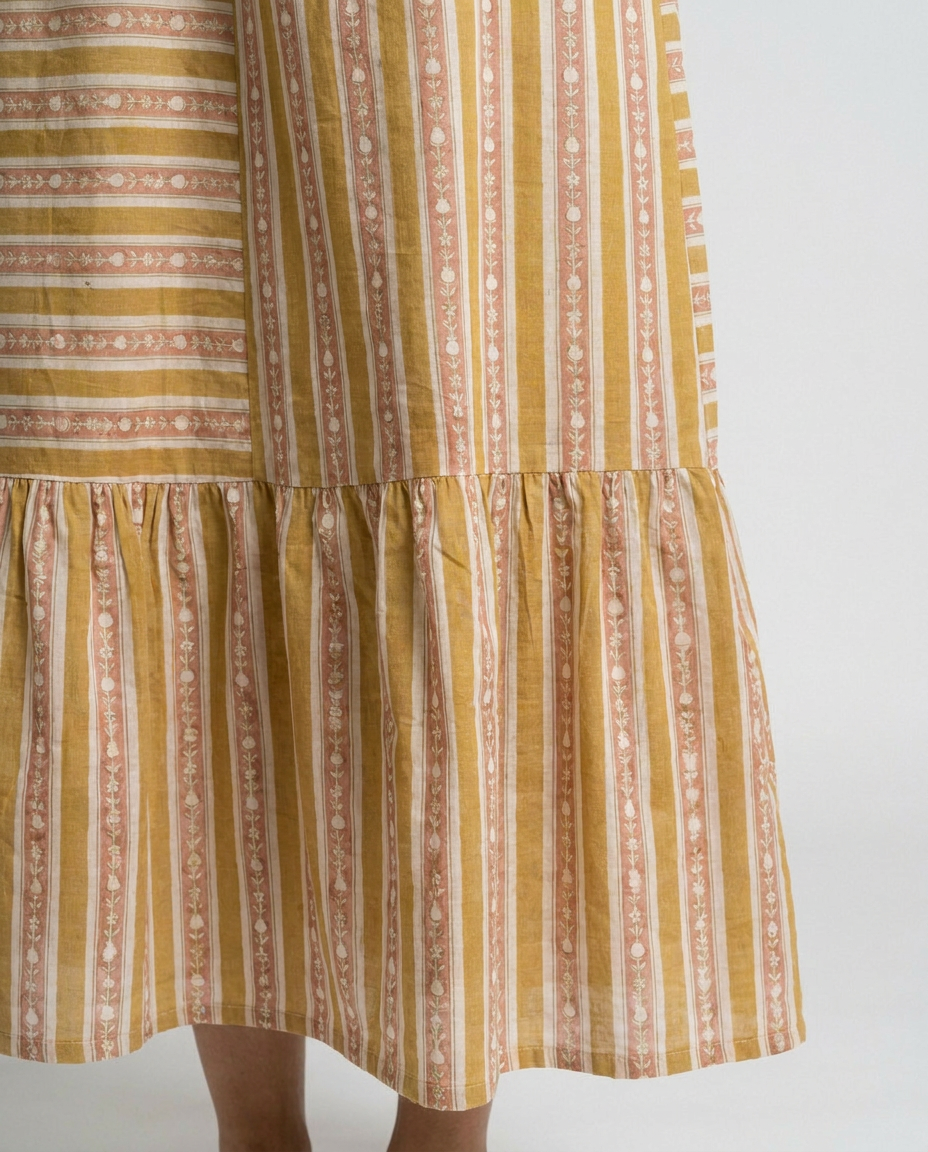 Varsha Mul Coord Set - Mustard & Pink
