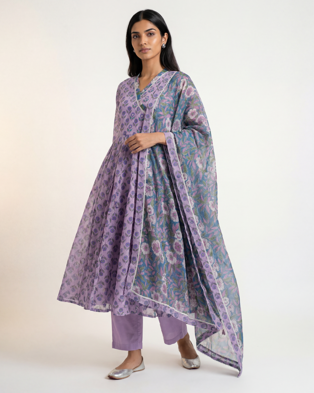 Willow Doria Angrakha Kurta Set - Lavender