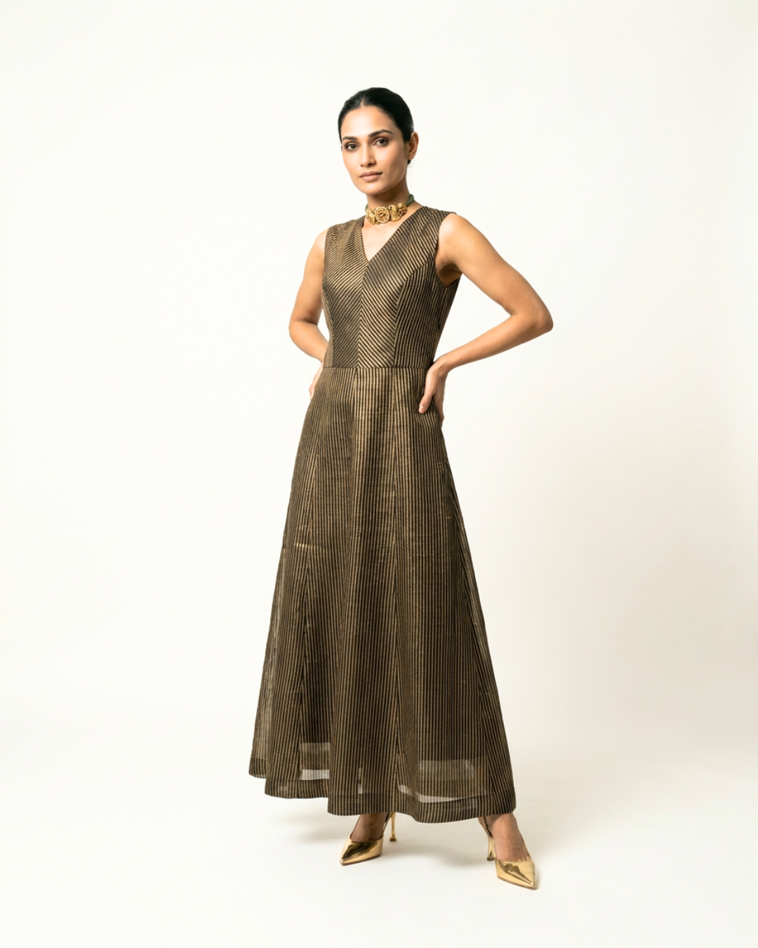 Sitara Chanderi Dress - Gold