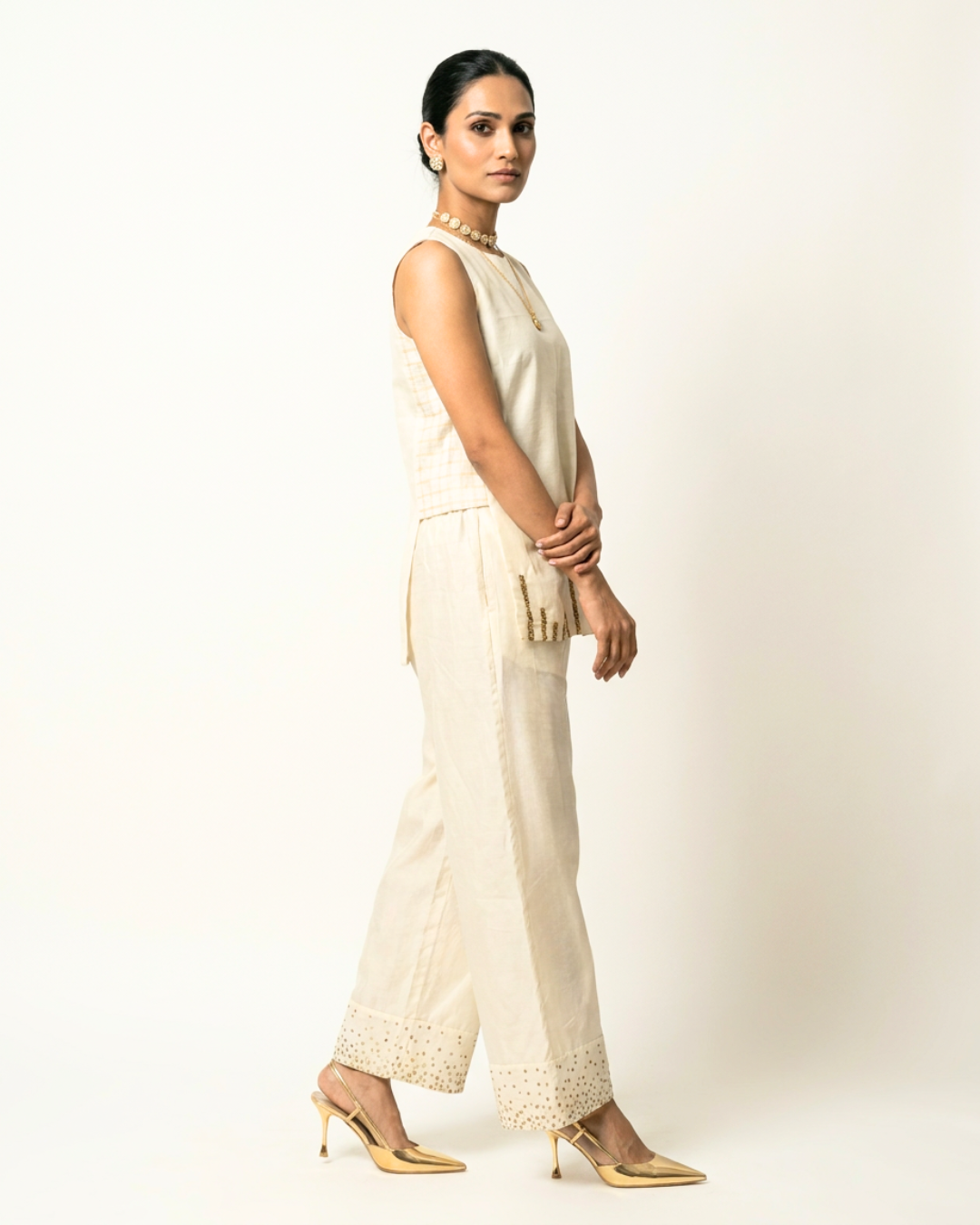 Ujla Chanderi Coord Set - Ivory