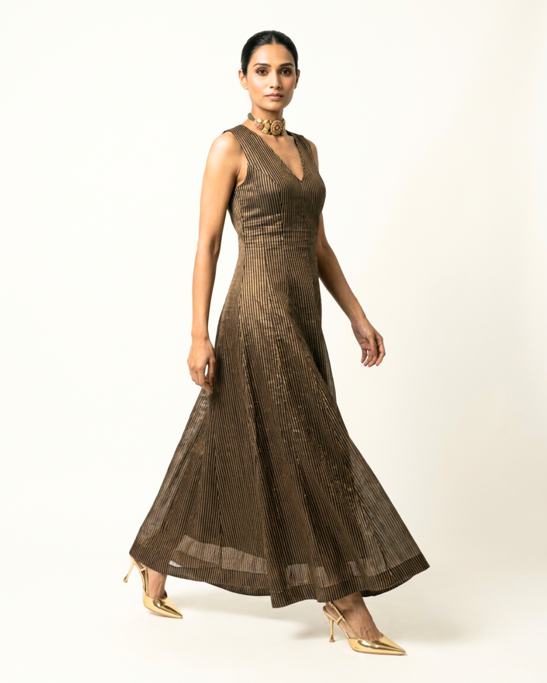 Sitara Chanderi Dress - Gold