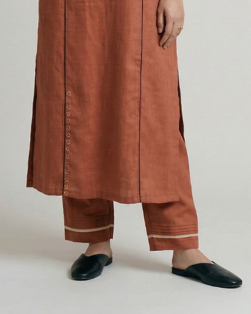 Lava Linen Pants - Terracota Red