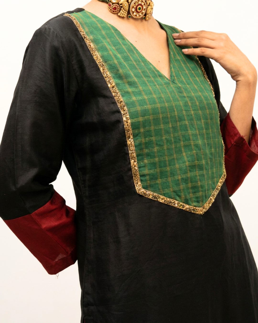 Bela Chanderi Dress - Charcoal