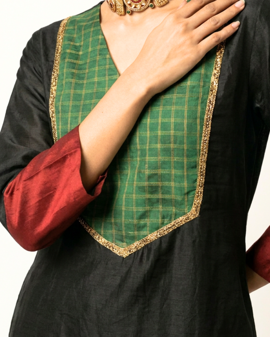 Bela Chanderi Dress - Charcoal