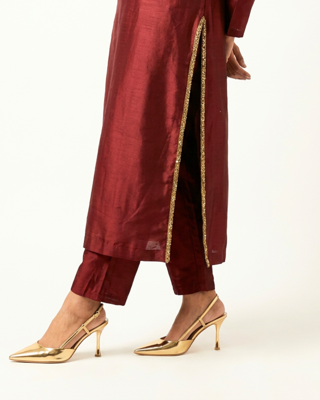 Abhya Chanderi Kurta - Maroon