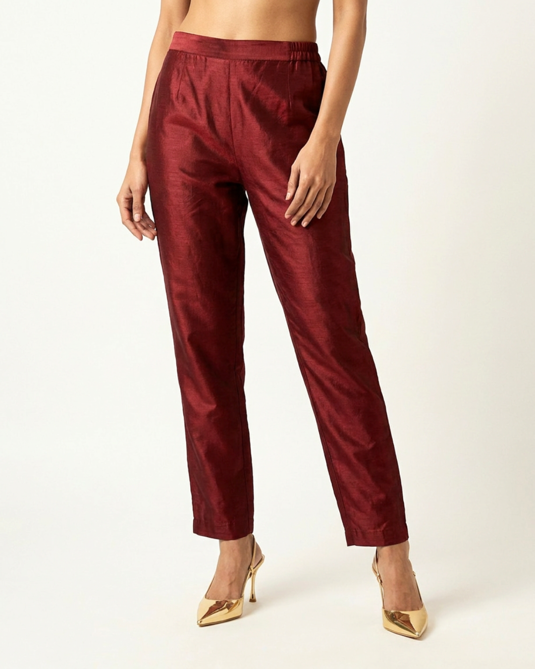 Abhya Chanderi Pant - Maroon