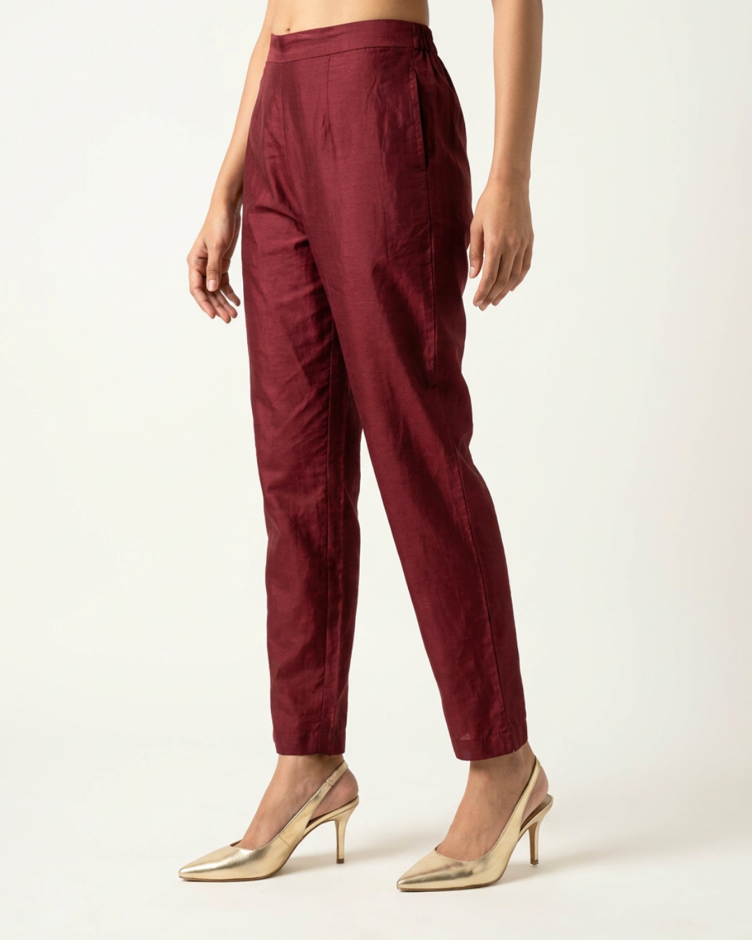 Abhya Chanderi Pant - Maroon