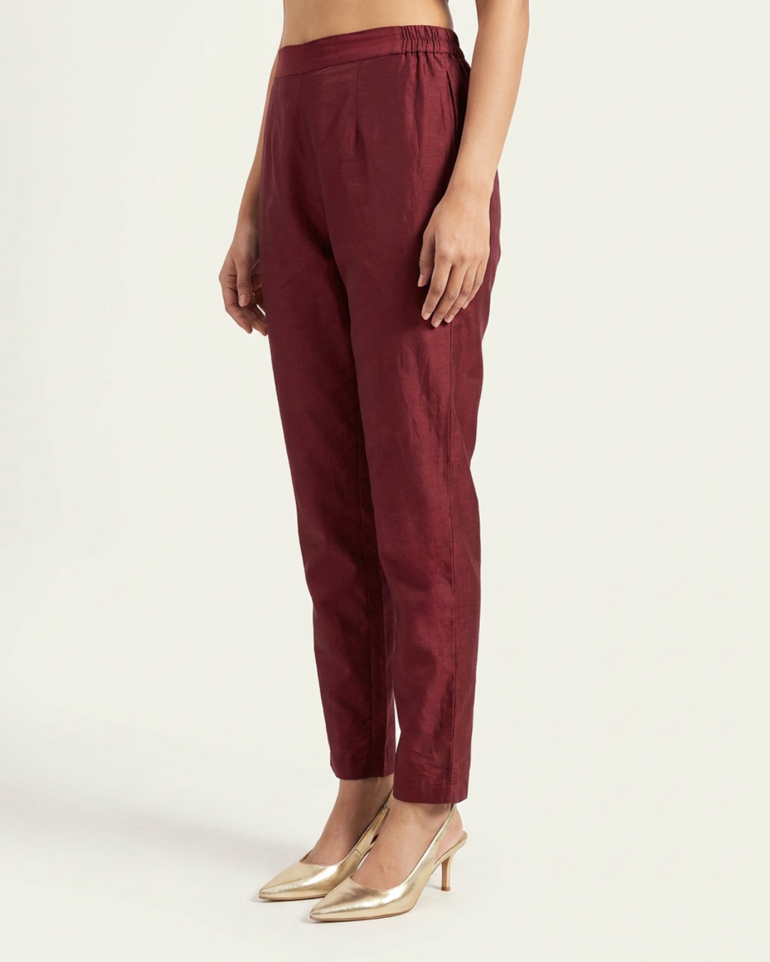 Abhya Chanderi Pant - Maroon