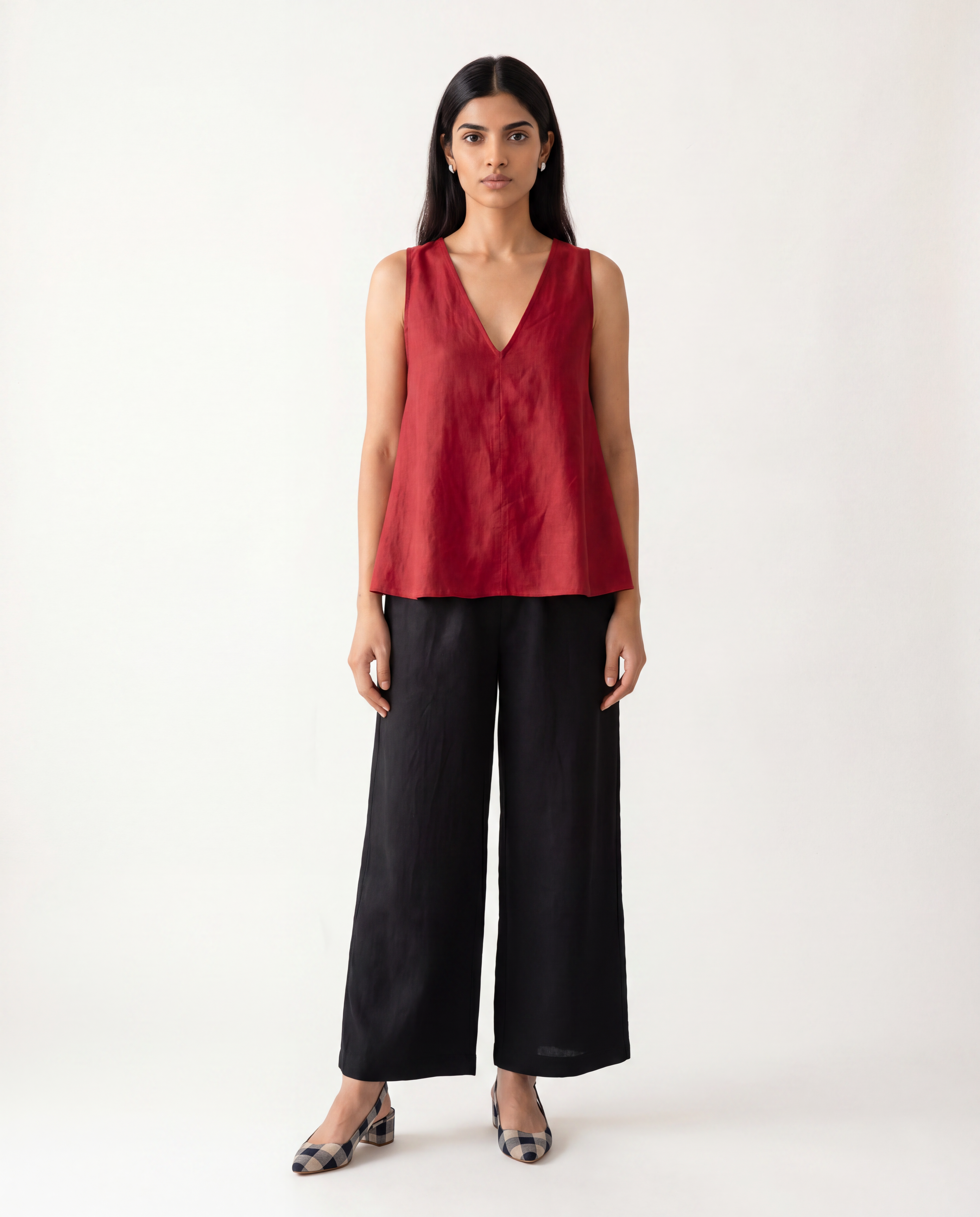 Aurora Linen Coord Set - Crimson Red