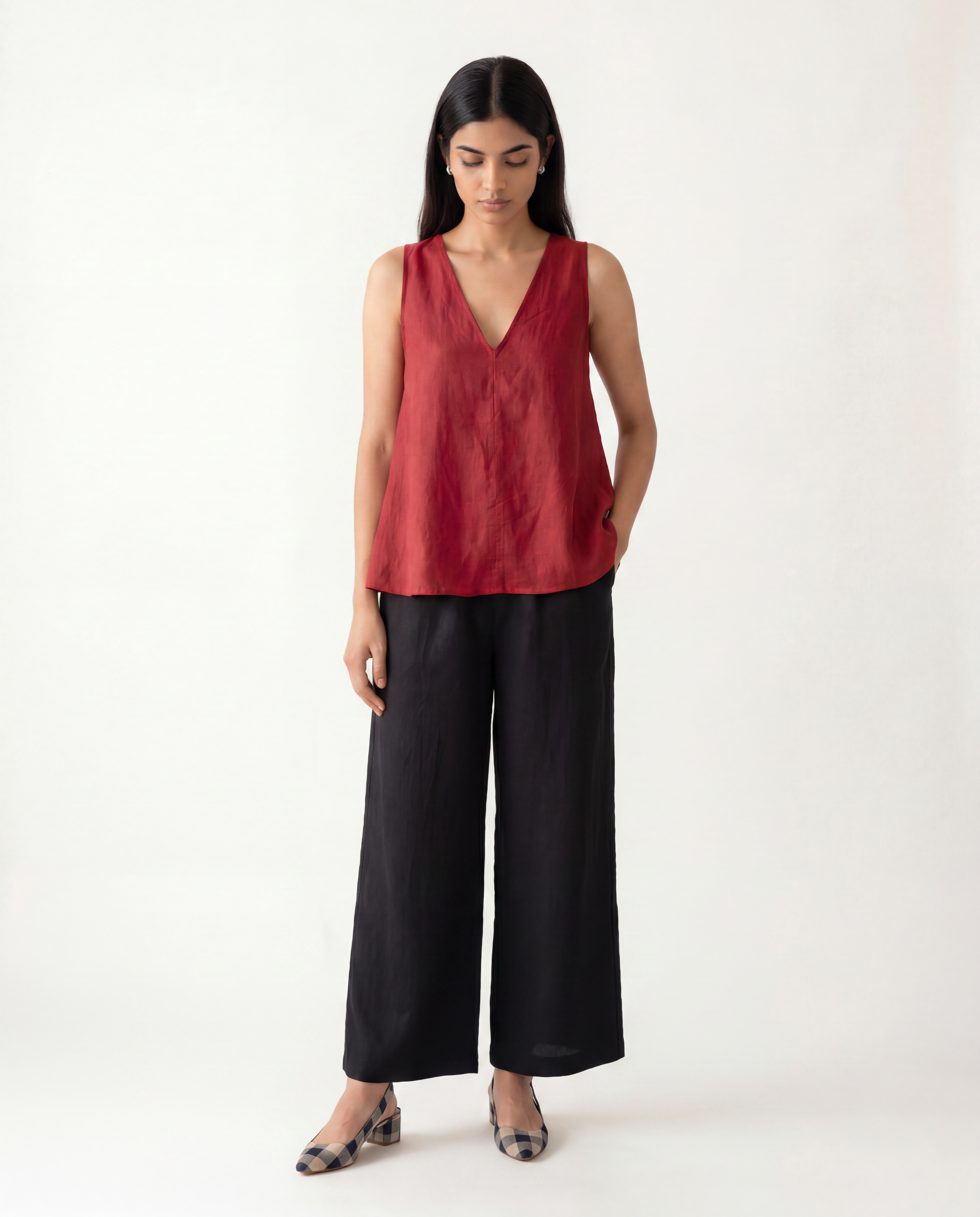 Aurora Linen Coord Set - Crimson Red