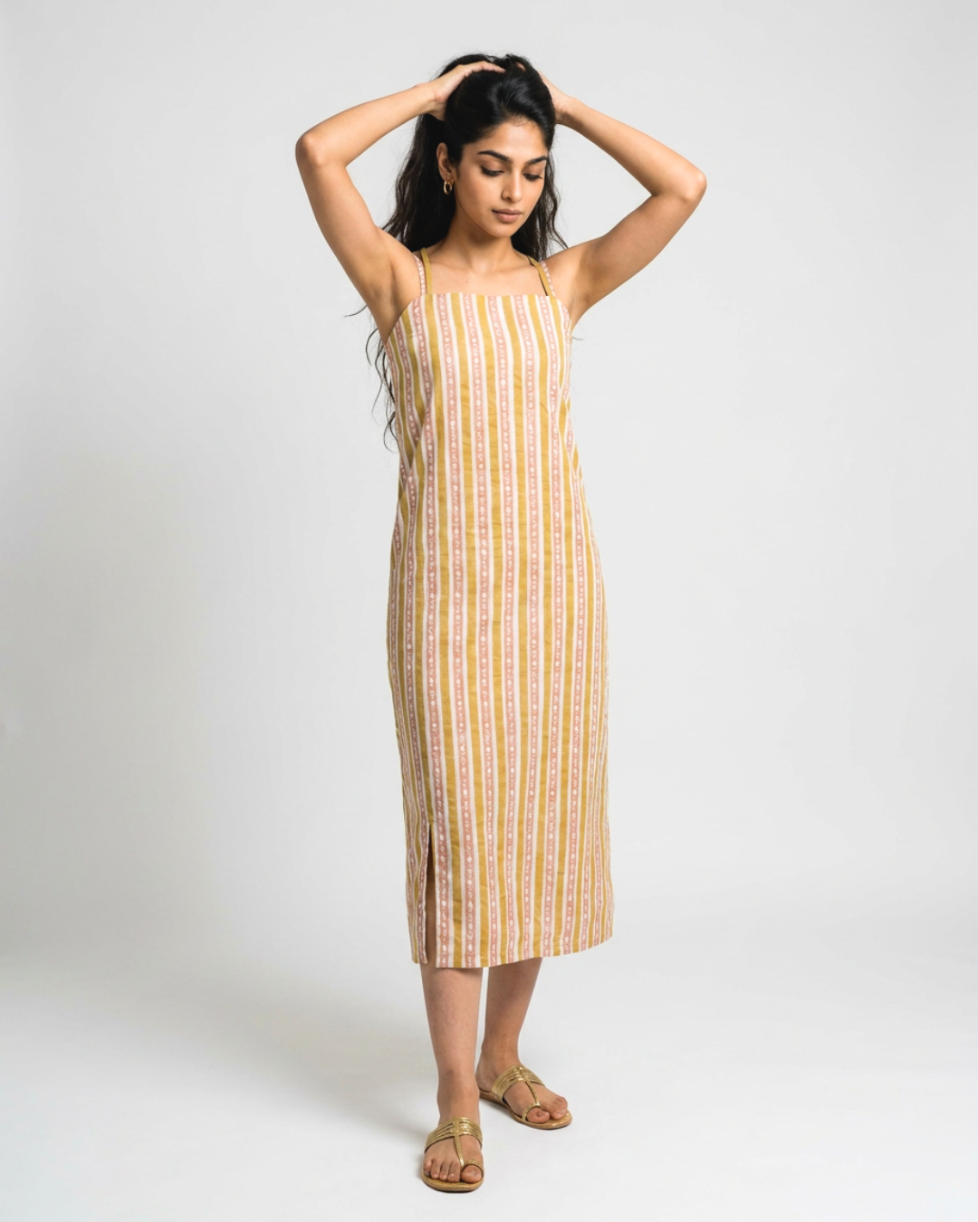 Barkha Mul Dress - Mustard & Pink