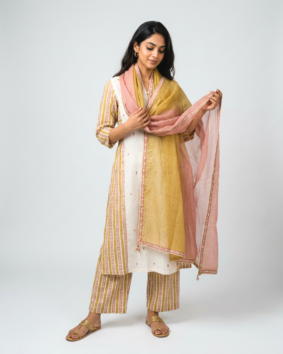Bhini Mul Kurta Set - Off White
