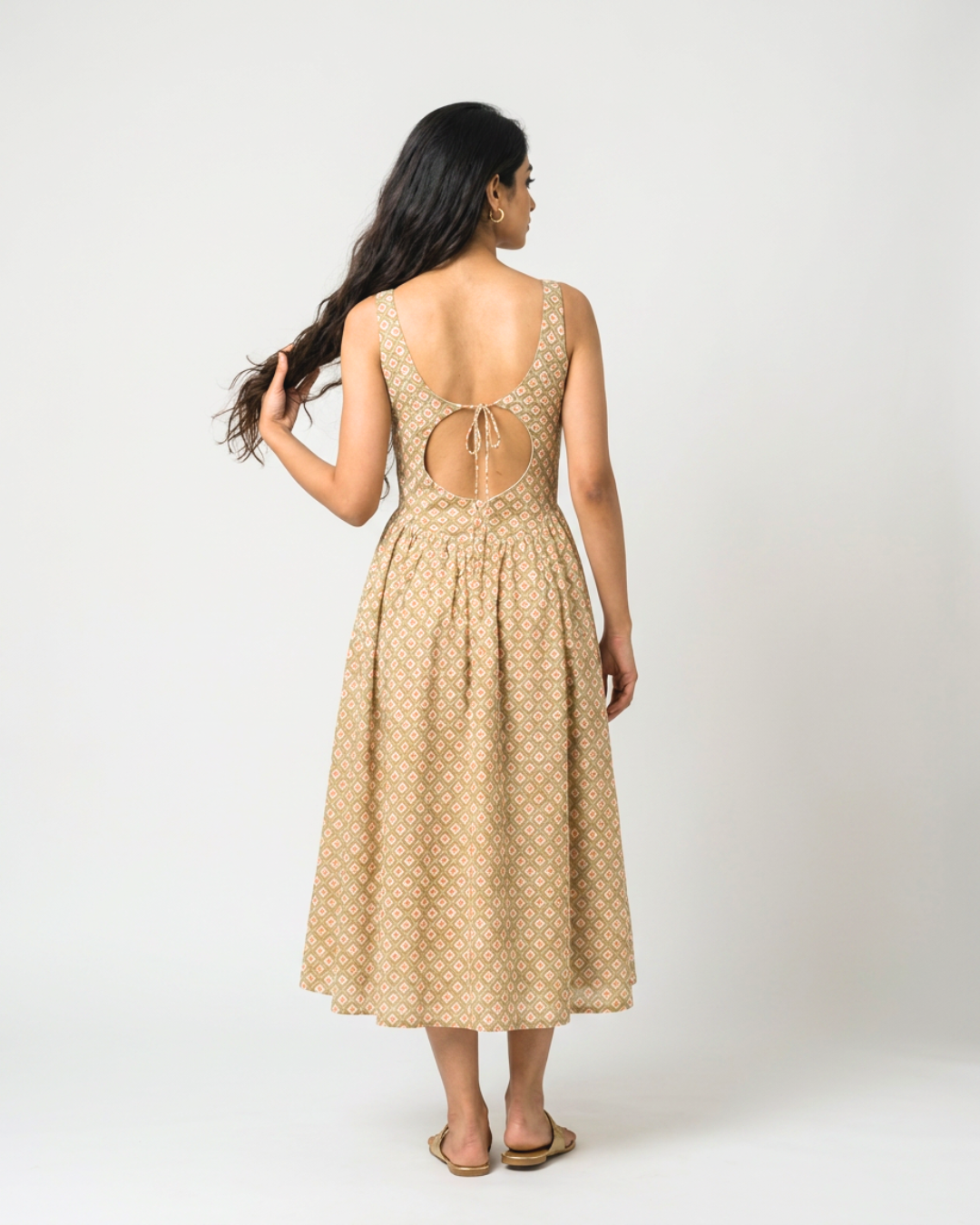 Boond Mul Dress - Orange & Sage Green