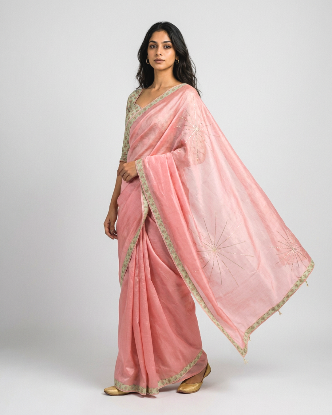 Chaya Chanderi Saree - Salmon Pink