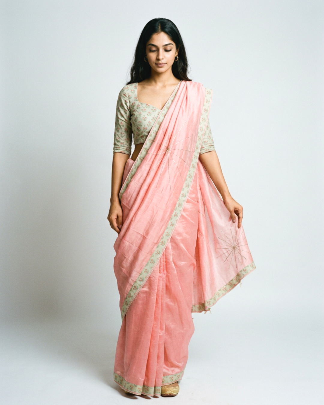 Chaya Chanderi Saree - Salmon Pink