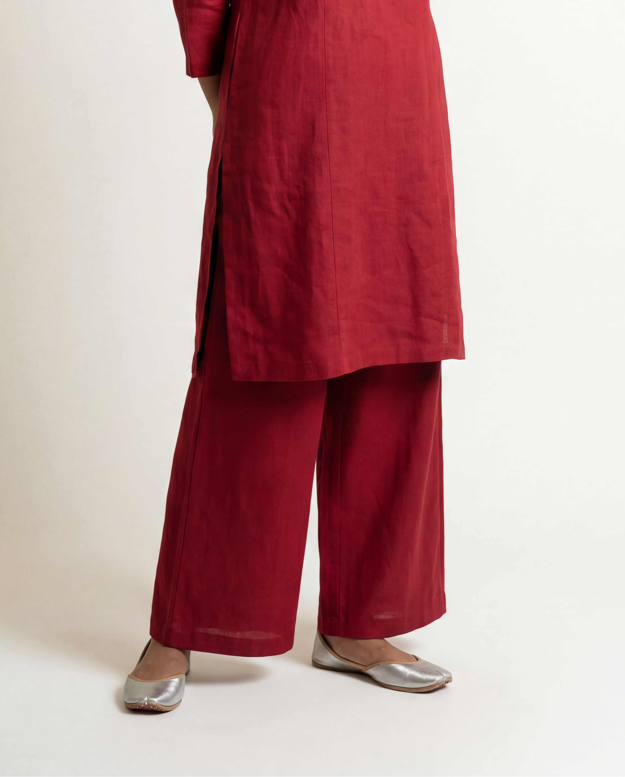 Dawn Linen Pants - Crimson Red