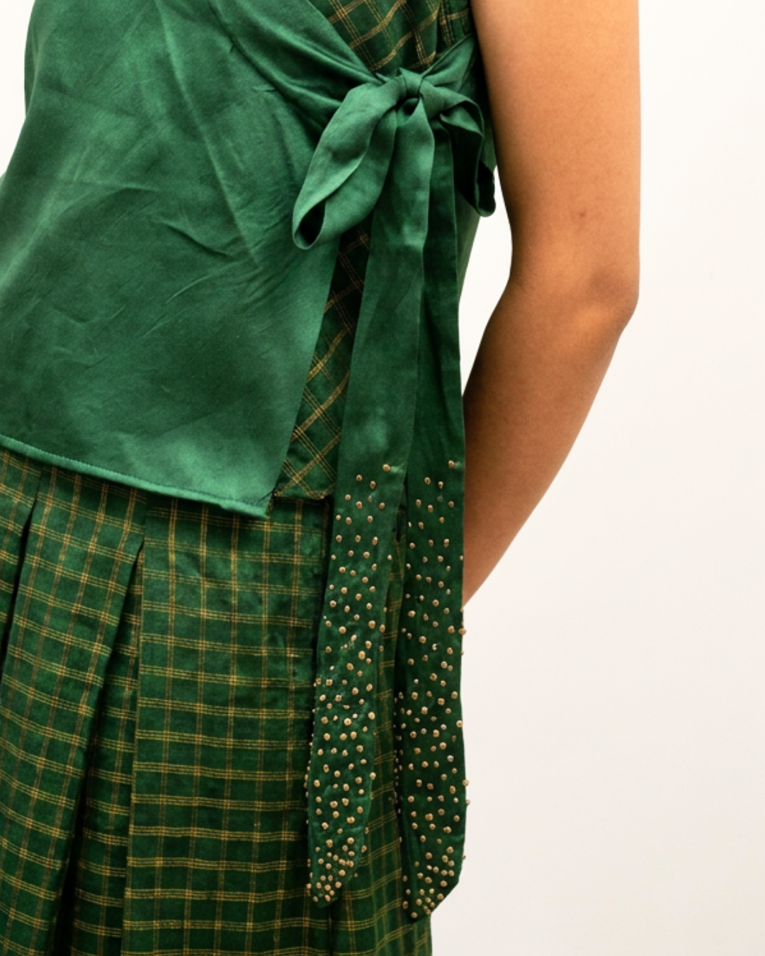 Dehri Tissue Chanderi Coord Set - Green