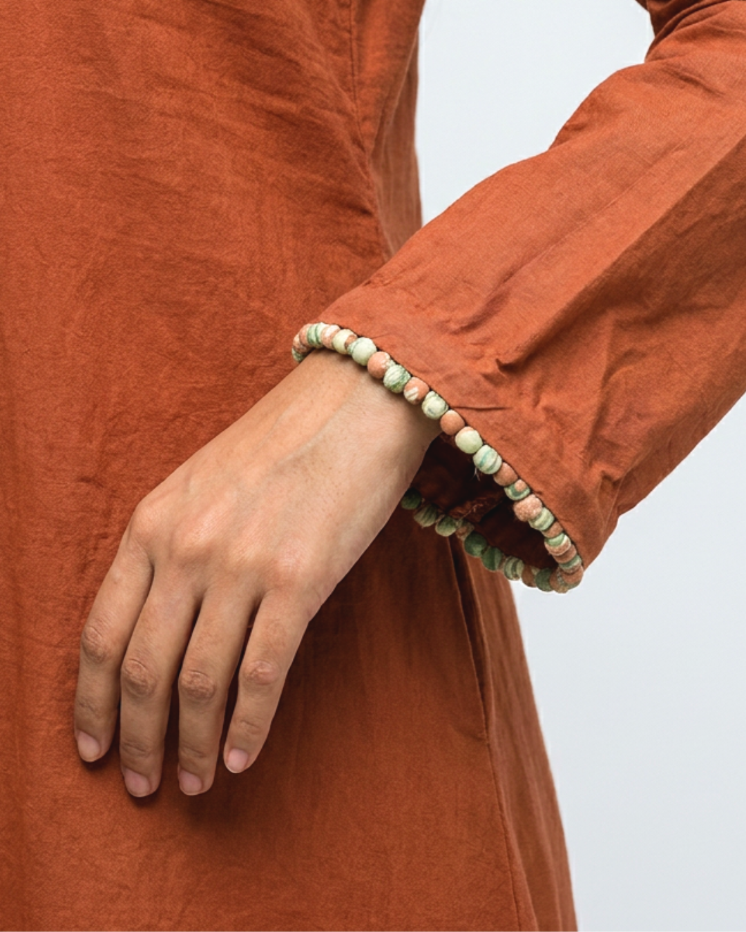 Dhun Mul Kurta Set - Brown & Sea Green